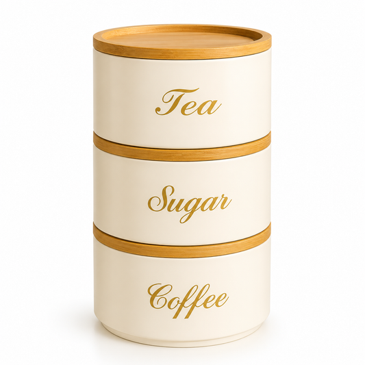 Stacking Metal Canister Set - White