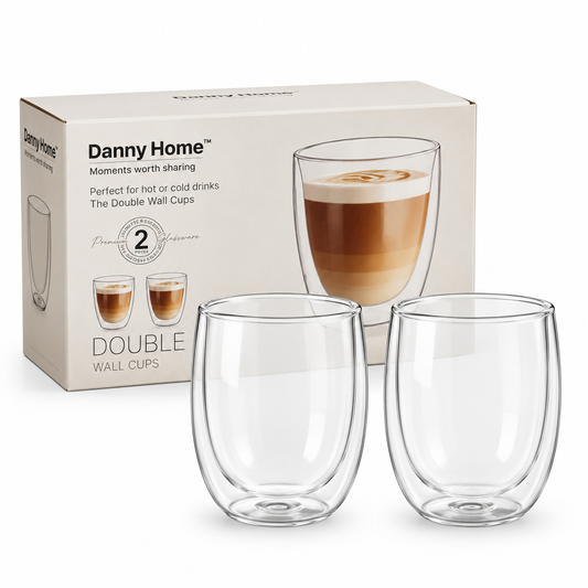 Danny Home Double Walled Cappuccino Glasses 200ml - 2Pcs Set