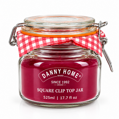 Danny Home Square Clip Top Glass Storage Jar – 525ml