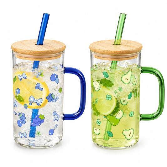 Transparent Glass Mug with Lid
