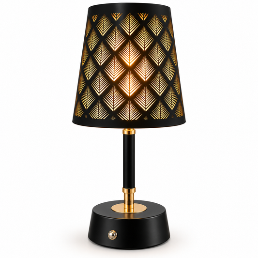 Noir Leaf Glow Metal Table Lamp
