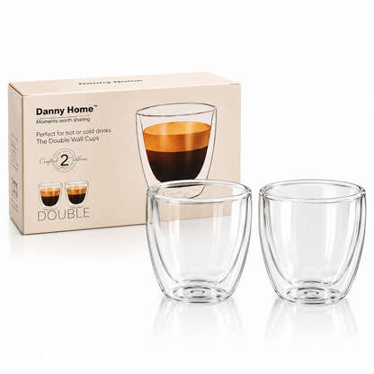 Danny Home Double Walled Espresso Glasses 80ml - 2Pcs Set