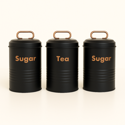 Vintage Metal Canister Set - Black