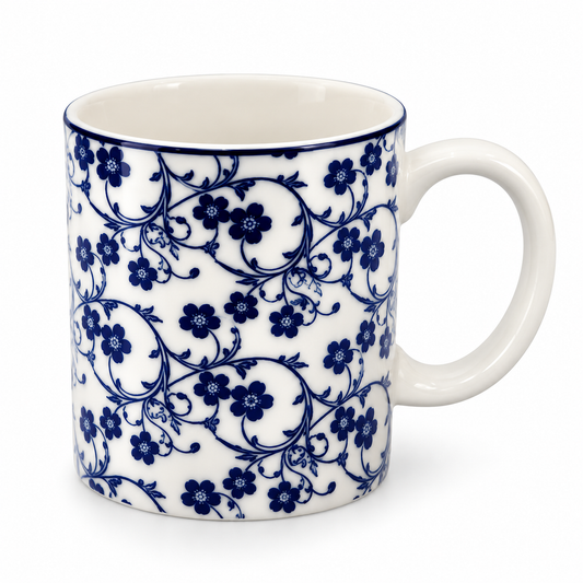 Danny Home Blue Flower 350ml Porcelain Mug (8.2 × 9.3 cm)