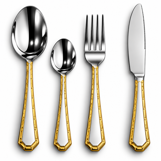 Royal Gold-Trim 24-Piece Stainless Steel Cutlery Set