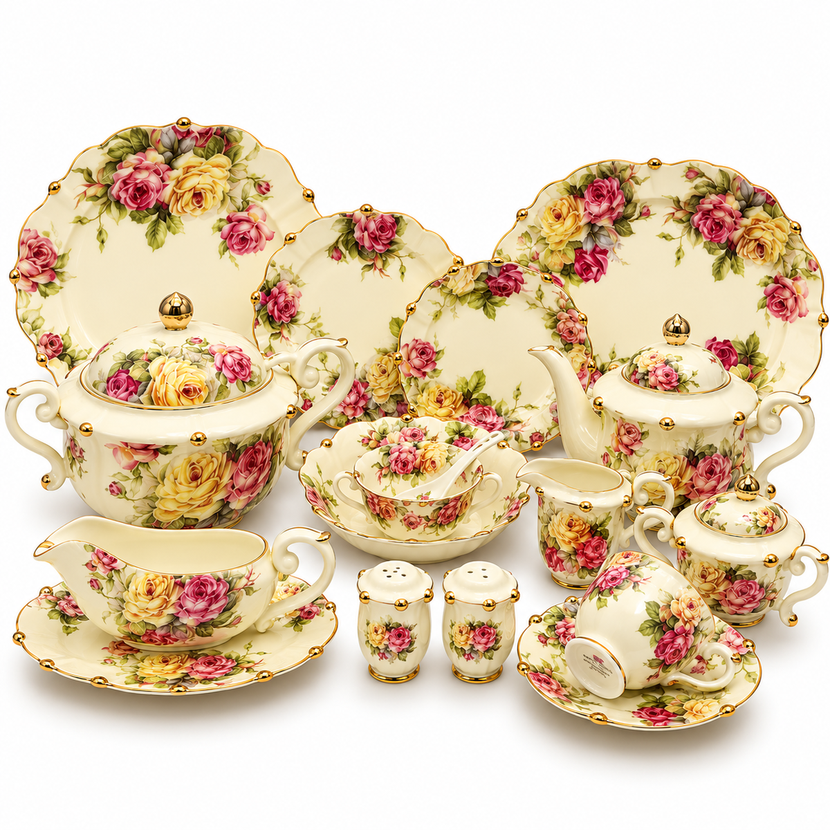 Royal Albert 75 Pcs Dinner Set – Premium Rose Garden Bone China Collection