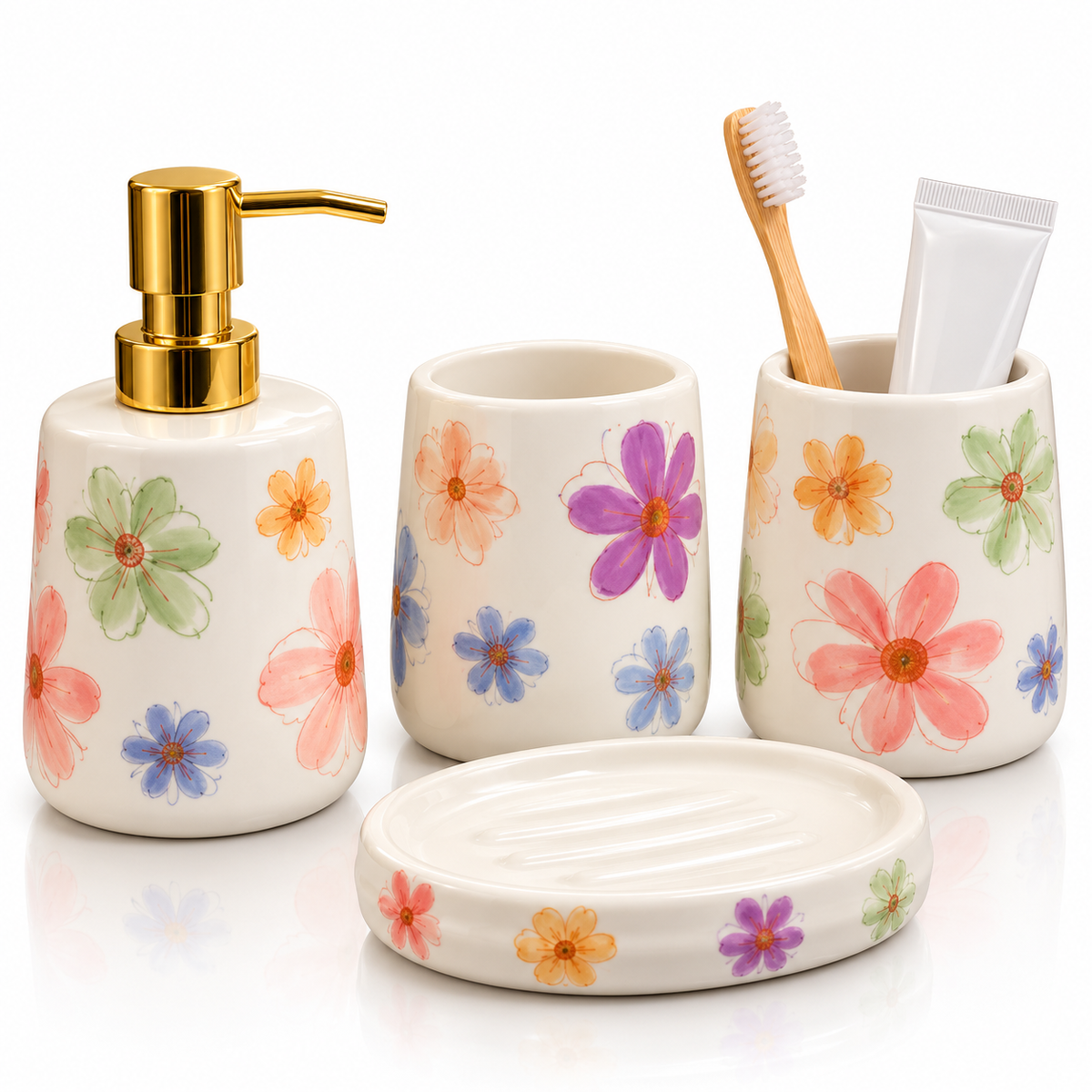 Brilliant Luxury Multi-Flower Bathroom Accessory Set