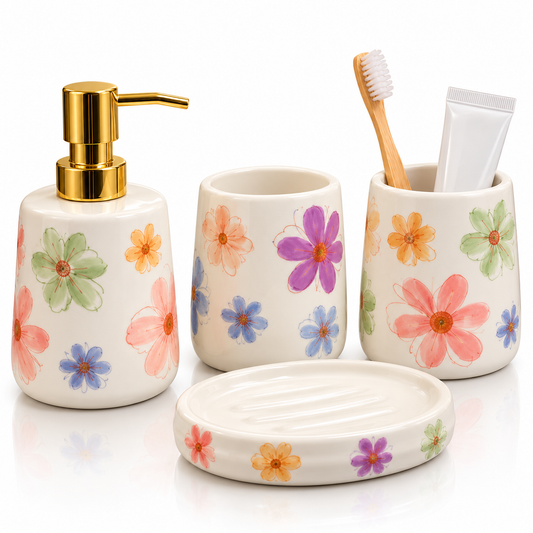 Brilliant Luxury Multi-Flower Bathroom Accessory Set