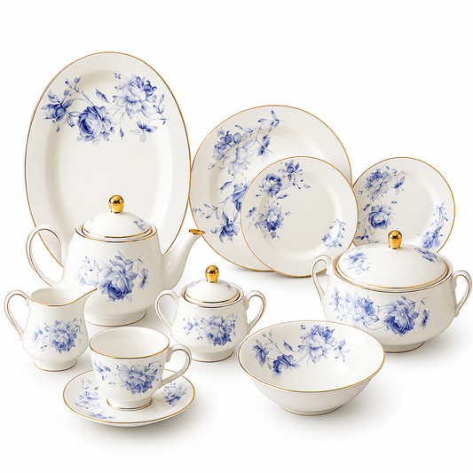 Majestic Baroque Porcelain Dinner Set – 61 Pieces