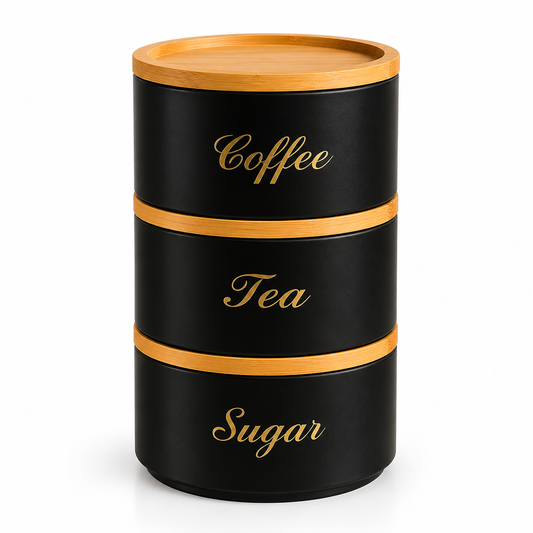 Stacking Metal Canister Set - Black