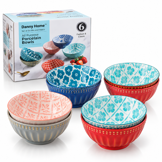 Danny Home Elegant 3.5" Ceramic Bowl Set – 6 Pcs