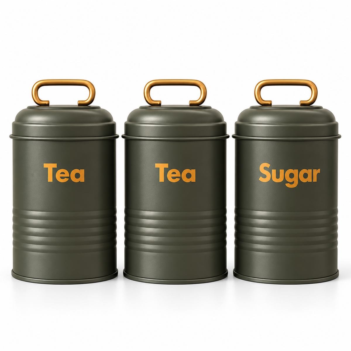 Vintage Metal Canister Set - Grey