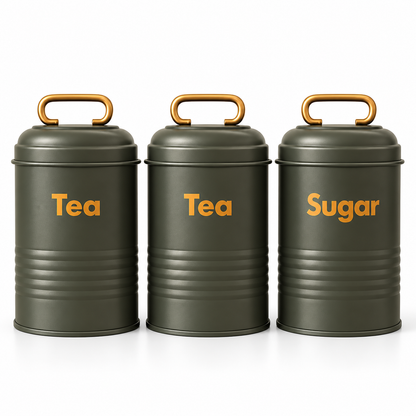 Vintage Metal Canister Set - Grey