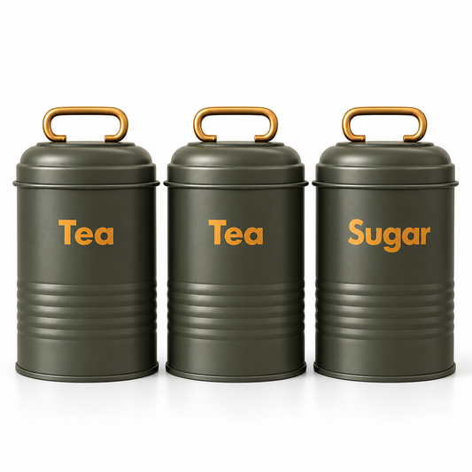 Vintage Metal Canister Set - Grey