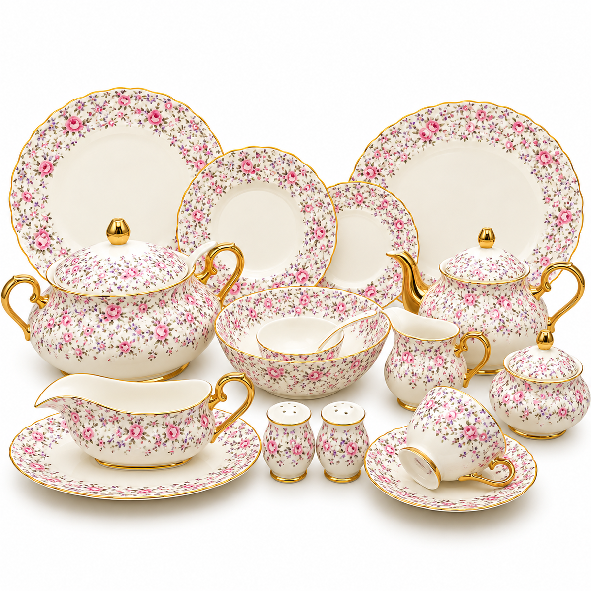 Royal Albert 75 Pcs Dinner Set – Premium Pink Blossom Bone China Collection