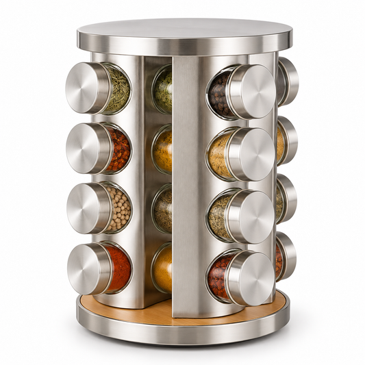 Revolving Glass Spice Jar Set Rack (16 Pc.)