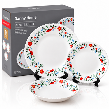Danny Home 18 Pcs Scarlet Blossom Dinner Set
