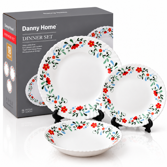 Danny Home 18 Pcs Scarlet Blossom Dinner Set