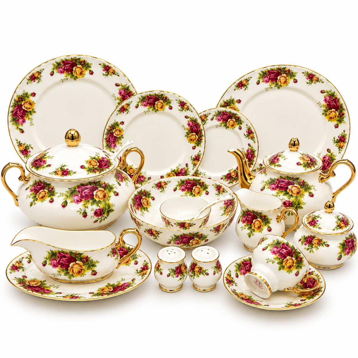 Royal Albert 75 Pcs Dinner Set – Premium Old Country Roses Bone China Collection