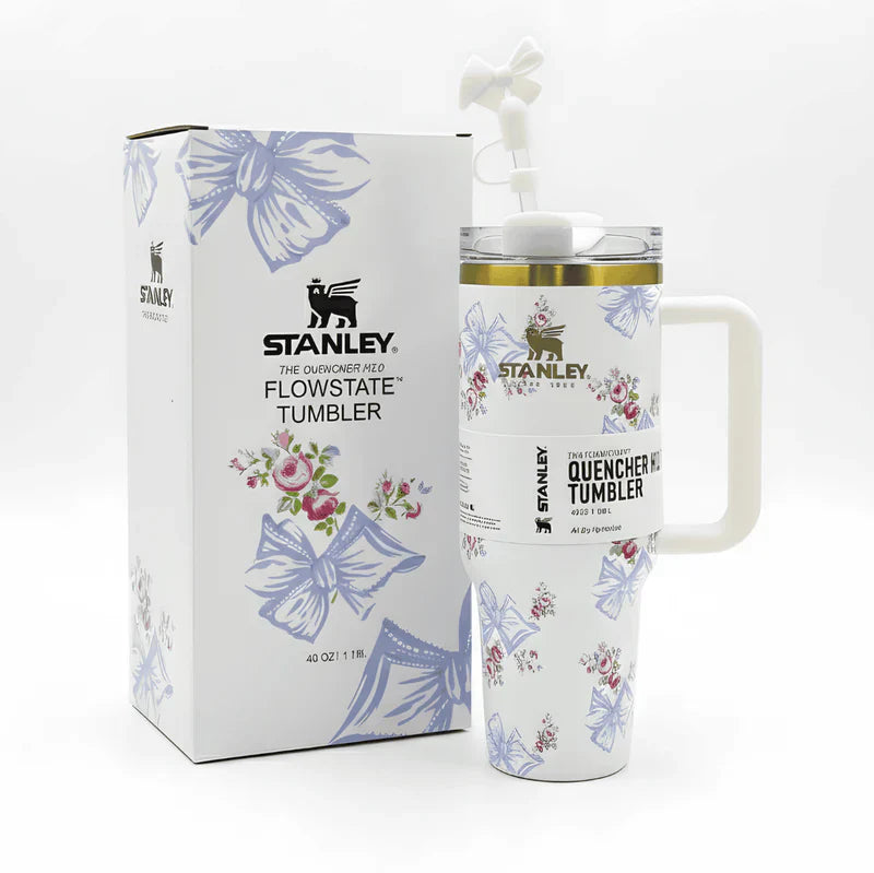 The Floral Quencher H2.0 FlowState™ Tumbler | 40 OZ | Beaux Blue